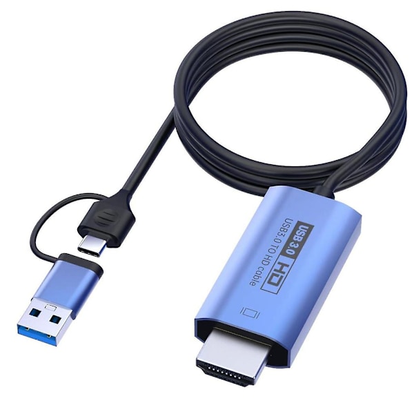 USB3.0 Type-C Video Capture Card 1080P HDMI-kompatibel Video Grabber Box Stöd för Win/Android5.1 eller Senare System