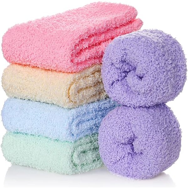 Fuzzystrumpor Dam Fluffy Sovstrumpor Mjuka Mysiga Plysch Hemtofflor Strumpor Släpper Inte Ludd 5 Par