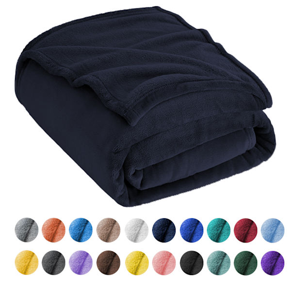 Flannel Tæppe Sofa Betræk - Alsidig Filt Blød Fluffy Kast til Seng og Sofa Dobbelt/Dobbelt, 160*210cm Navy blue