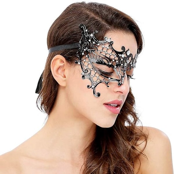 Maskeradmask för kvinnor Metallmask Glänstrass Venetiansk festkvällsbalmask Bar kostymer Tillbehör style 2