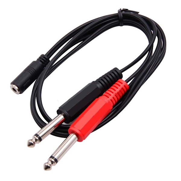 1m, 3,5 mm hun-jack til 2x6,35 mm mono han-jack audio socket adapterkabel til telefonmixerforstærkere