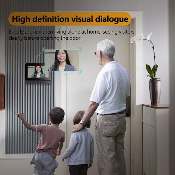 Trådløs dørklokke med 1080P kamera, trådløs video dørtelefon 4.3\" IPS skærm, video intercom til familien, 170° synsvinkel