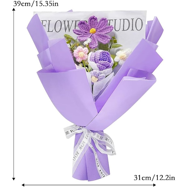 Hæklet Blomsterbuket Strikket Blomsterbuket til Jubilæum Dimission Mors Dag Style 3