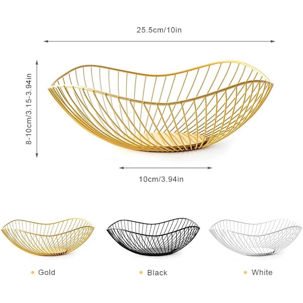 Frugtskål Guld Frugtkurv Guld Metal Gennembrudt Frugtkurv til Frugt Snack Grøntsager Håndklæder Frugtkurv 25 x 10 cm