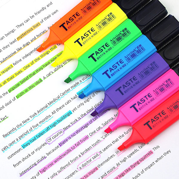 7 stk. Klassisk Overstregningstusch - Assorterede Farver, Overstregningstusch, Klar
