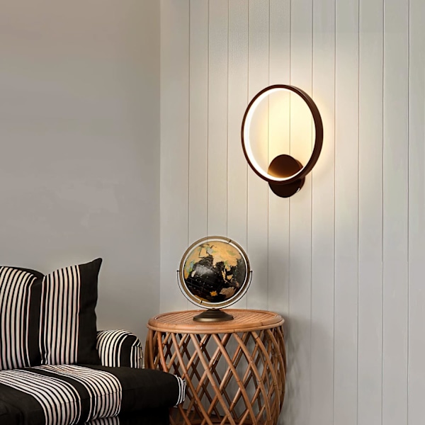 Vägglampa inomhus LED 13W väggbelysning rund väggspotlight varmvit för sovrum vardagsrum hall trappa AC 230V svart