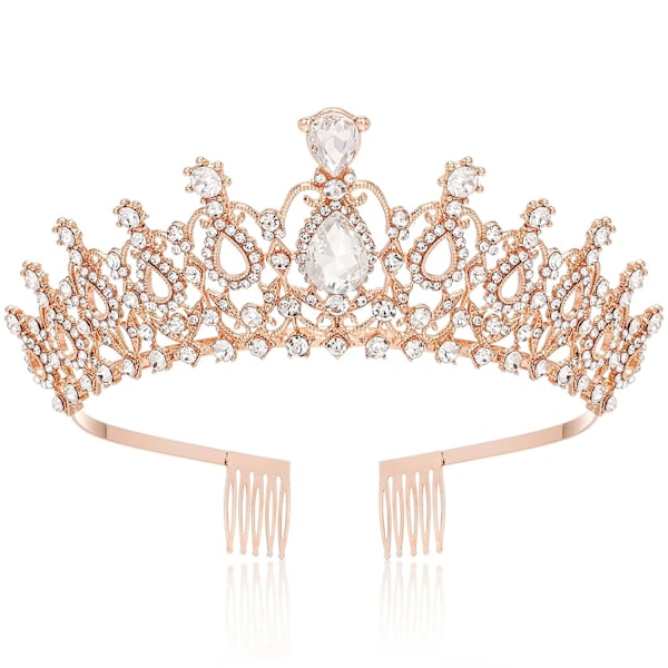 Brudetiara krone med krystalrhinsten og kam - Glamourøst bryllupstilbehør