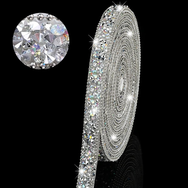 3 jaardia hartsi strassi nauhat itseliimautuva timantti joulu nauha kristalli nauharulla glitter hartsi timanttivyö strassi nauha Silver AB Color