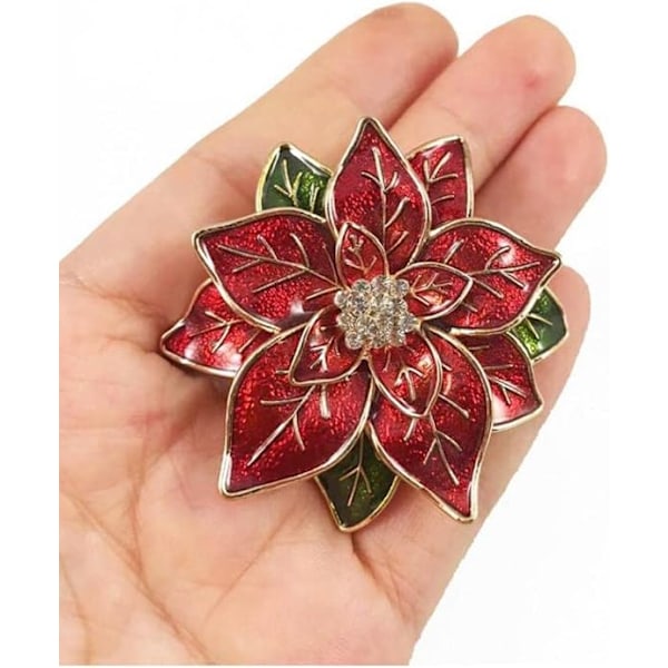 Punainen jouluinen Poinsettia-solki Punainen Poinsettia-kukka Strassisolki Soljet