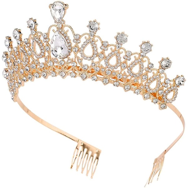 Brudetiara krone med krystalrhinsten og kam - Glamourøst bryllupstilbehør