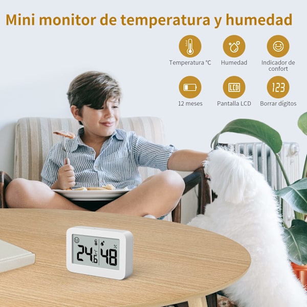 4-Pakning Mini Innendørs Termometer Hygrometer, Fuktighetsmåler med ℃, Digital Fuktighetsmåler Temperaturmonitor