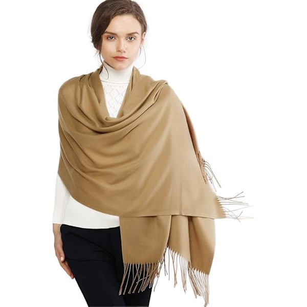 Dam Scarves Pashmina Sjal och Wraps för Bröllopsscarves för Kvinnor Vinter Camel