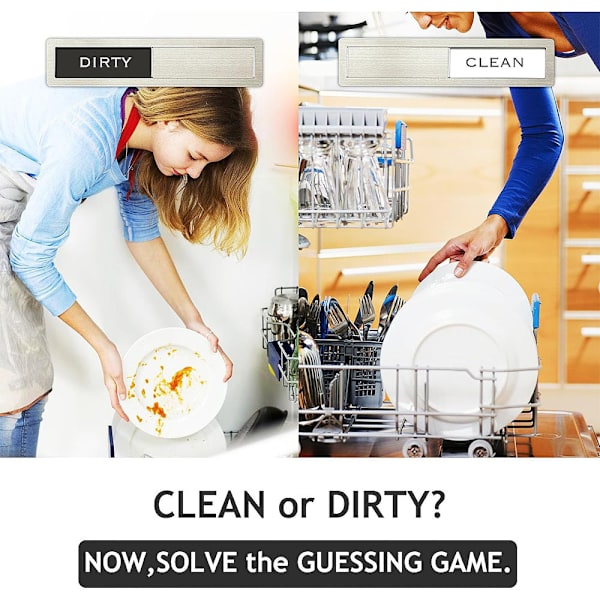 Diskmaskinsmagnet i Rostfritt Stål, Ren/Smutsig Skylt, Premium Clean/Dirty Magnet för Diskar, Valfri Lim