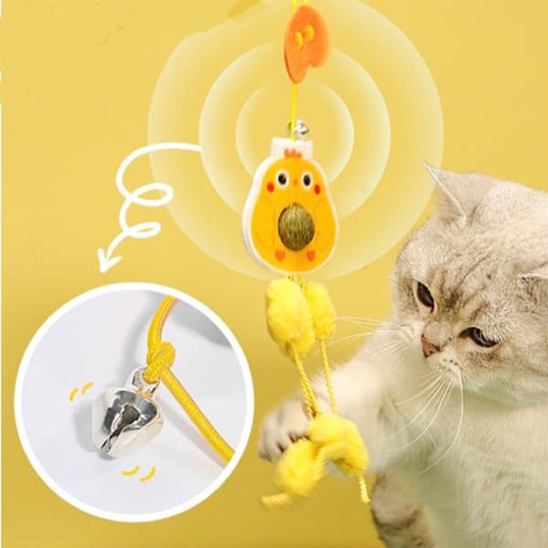Snorlegetøj til kat, hængende dørfjederlegetøj, elastisk, foldbart, attraktivt kattelegetøj Small Yellow Chicken