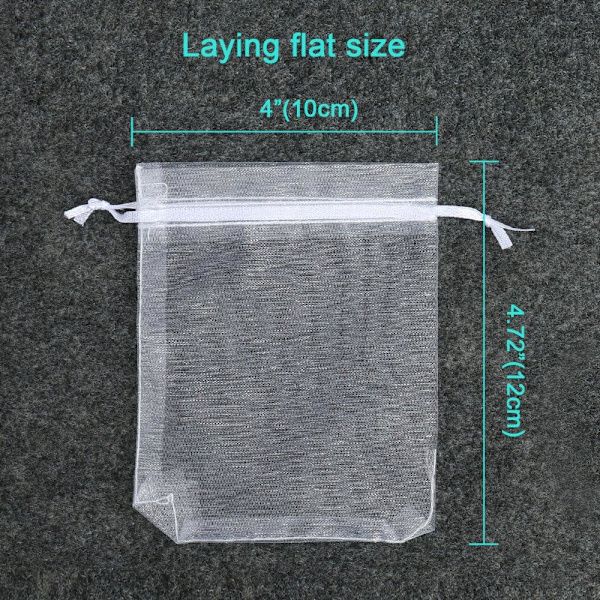 100 stk. Premium Sheer Organza Poser, Hvide Bryllupsgaveposer, 4x4,72 Smykke Gaveposer til Fest, Jul, Badeværelsessæber, Indpakningsartikler