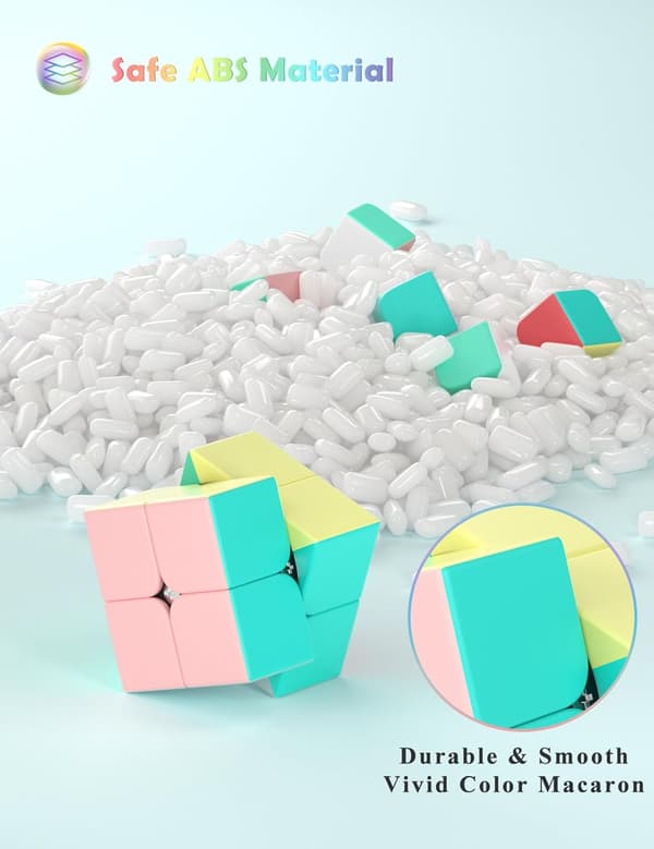 Speed Cube-2x2x2 Stickerless Magic Cube Macaron Levende Farve Hurtig Cubing til Klasseværelset Træning Puslespil Legetøj Terning til Børn Voksne som Gave 5x5x5cm 2x2