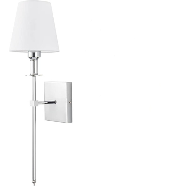 Vegglamper Sett 1 stk, Kablet Vegglampe, for Soverom Gårdshus Nattbordsleselys (Sølv)