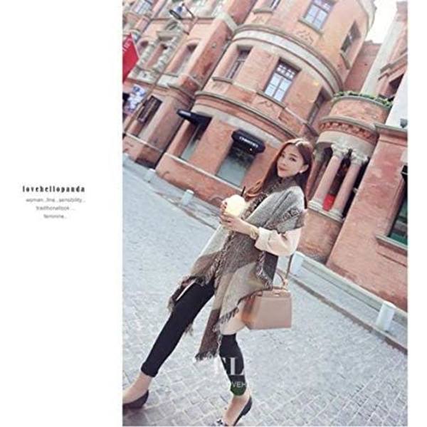 Dame Stort Oversized Skjerf Pashmina Wrap Poncho Tykk Stil Skjerf Lappeteppe Cape Sjal