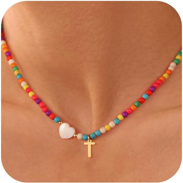 Fargerike Perlekjede med Initialer for Jenter Valentinsdagsgaver - Søtt Choker Initialkjede Smykker for Jenter Gaver Trendy Bursdagsgaver S