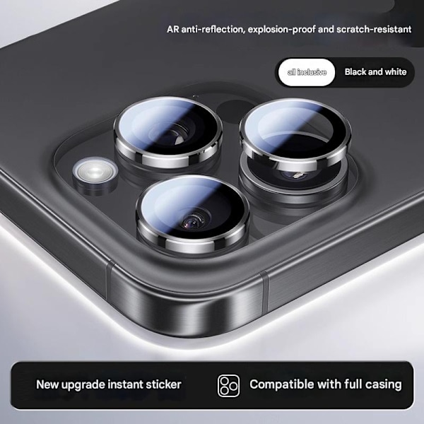 Kameran linssin suojakalvo iPhone 16pro/16promax -puhelimille, 3 kpl, linssin suojakalvo, HD läpinäkyvä karkaistu kovuus naarmuuntumaton kuplaton black 16pro/16promax