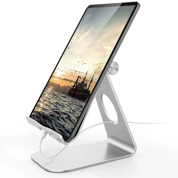 Tablettiteline, säädettävä tablettipidike - Pöytäteline telakointiasema yhteensopiva 4-13\" tablettien kanssa, hopea