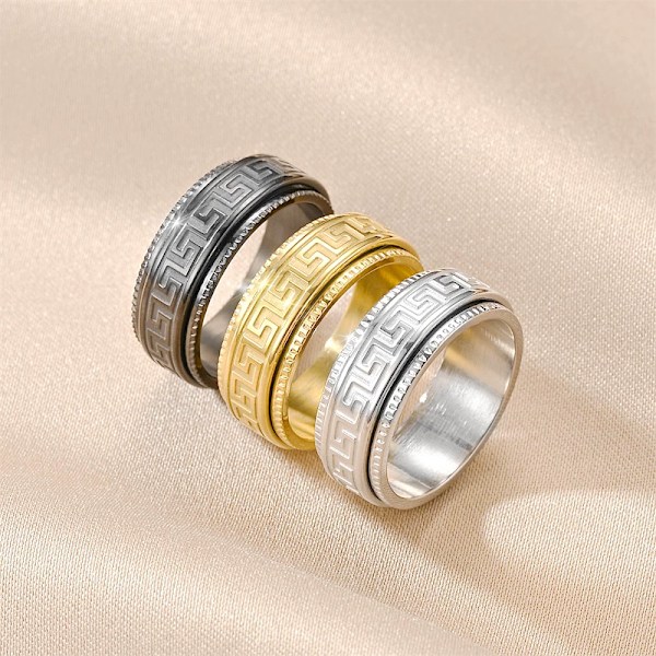 No 9 Sort Spinner Ring til Mænd Kvinder Cool Evil Eye Ringe Rustfrit Stål Fidget Ring Stress Relief Ring