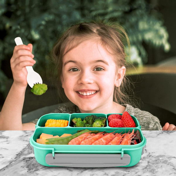 Bento-rasia aikuisille, tiivis bento-lounasrasia lapsille, astianpesukoneen- ja pakastuksenkestävä, BPA-vapaa green