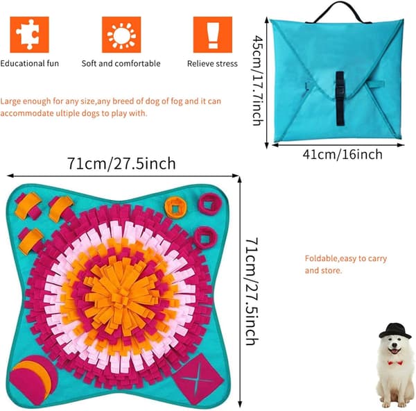 Snusemåtte til Hunde, Hundetræningsmåtter Hundepuslespil Legetøj Langsom Fodermåtte (70 * 70 cm) (Blå)