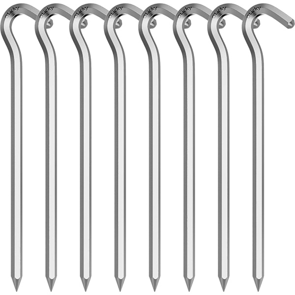 Teltpløkker 8 stk. 18 cm Metal - Kraftige campingkroge til udendørs hårdt underlag