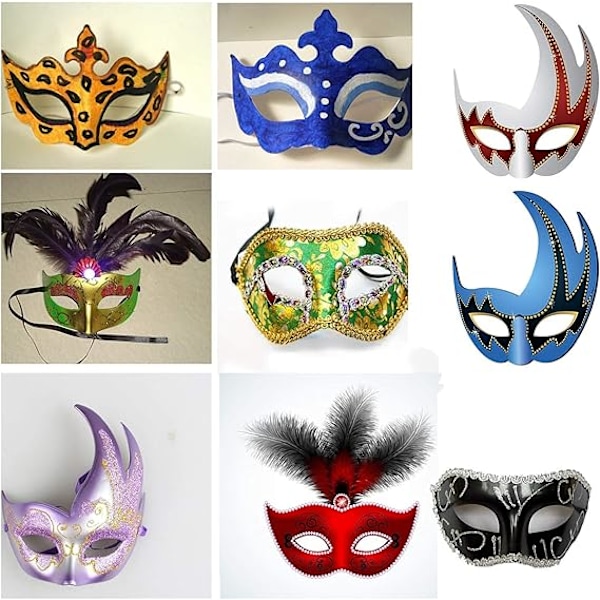 14 stk. DIY Hvid Papir Halv Maske Maskerade Maske Håndværk Mardi Gras Maske Almindelig Maske Malbar Blank Halloween Fest Maske
