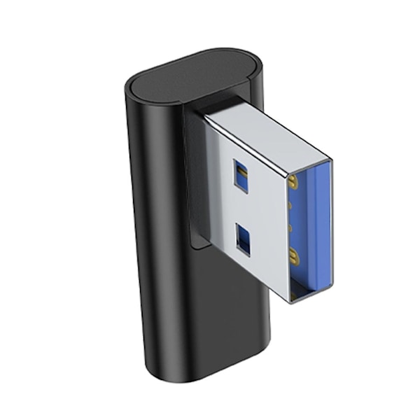 90 Graders USB till USB C Adapter USB3.0 Hane till Typ-C Hona Konverter Laddningsadapter Stödjer Dataöverföring & Laddning Black right