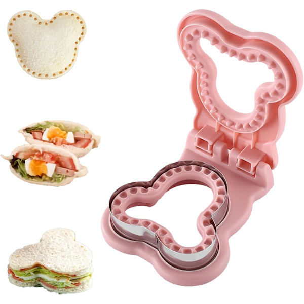 Sandwichkutter og forsegler, Muse Sandwich Lommemaker, DIY Brød Sandwichkuttere, Morsom Sandwich Skorpekutter for Barn Voksne Gutter Jenter pink