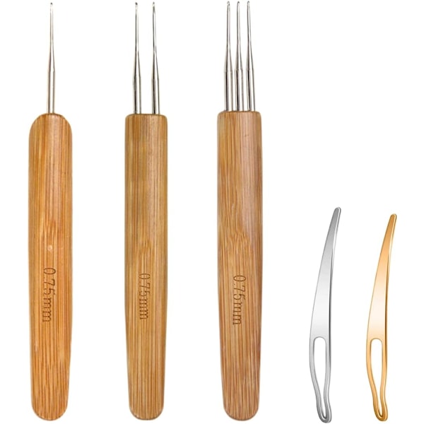 5-pack Dreadlock Virkningskrok-set, Flätat Hår Dreadlocks Nål Vävning Virkning för Flätat Hantverk (0,75 mm) 0.75mm