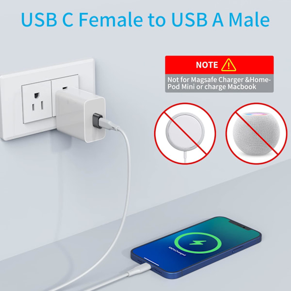 USB C till Micro USB-adapter, Typ C/Micro USB-hona till Lightning-hane-omvandlare, Micro USB till USB C-förlängare (8-pack)