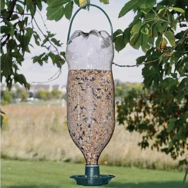 Gør-det-selv fuglefoderautomatbase til plastikflaske - Genanvendelig hængende vildtfuglefoderstationbakke 12,5 cm*3,8 cm