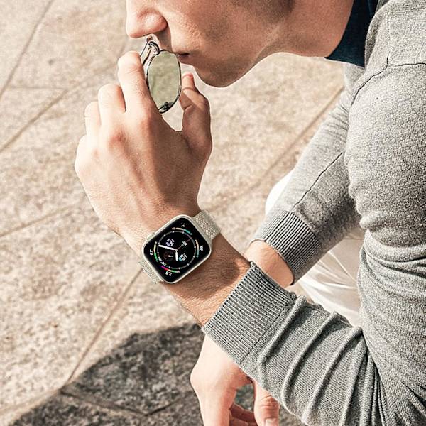 Armband Kompatibel med Apple Watch Armband 49mm 44mm 45mm 42mm för Kvinnor och Män, Dubbel Magnetisk Justerbar Ersättningsband för iWatch Series 9-1 Starlight 42mm-44mm-45mm-49mm