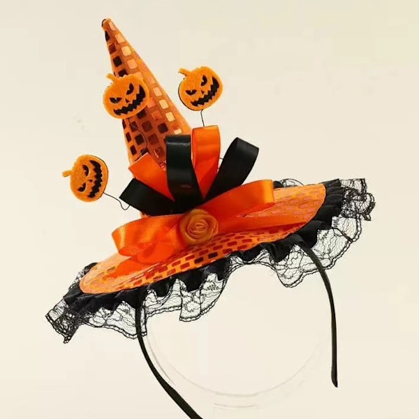 Spøgelse og græskar orange pailletter heksehat Halloween hårbøjle purple