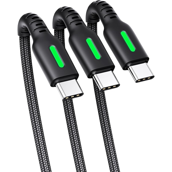 USB C Laddningskabel, [3-pack, 2m] USB A till USB C Kabel 3.1A Snabbladdning, Flätad Telefonladdare Typ C Kabel