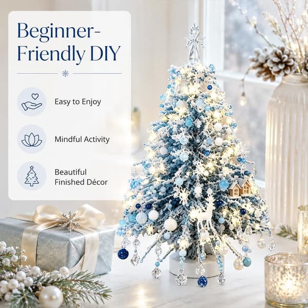 DIY Perlejuletresett, Krystallpynt med Metallstativ og Toppstjerne Style E