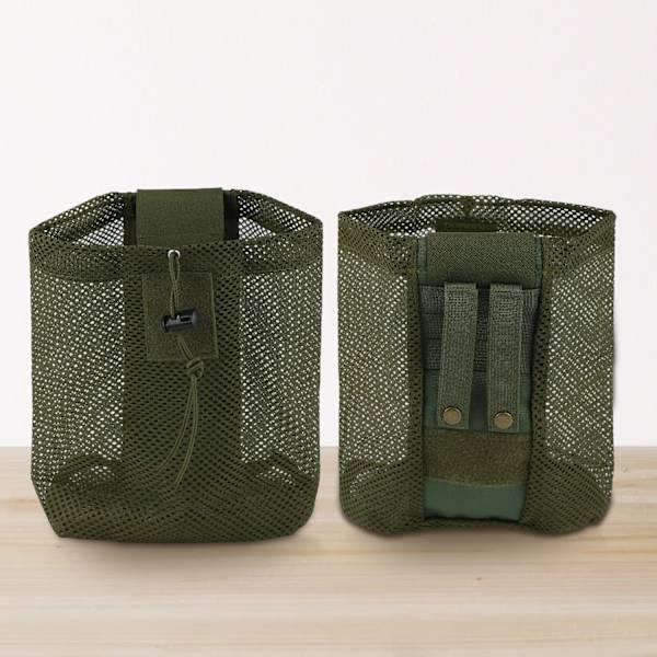 Hopfällbar Nätväska med Dragkedja Multifunktionell Verktygsväska Återvinningsväska Dumpväska för Bälte Väst Ryggsäck Utomhusaktiviteter Army Green