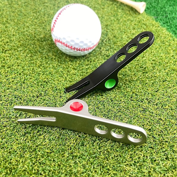 Tosidet bagt lak golf gaffel Sølv/sort støttepunkt grøn gaffel, Golftilbehør silver