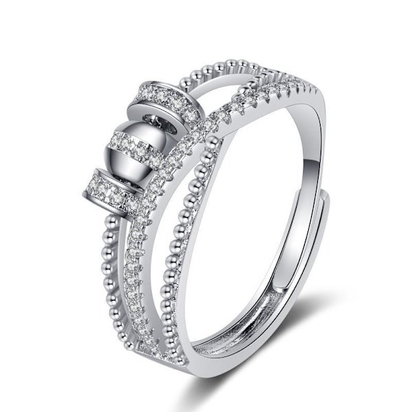 Fidget Ring til Datter - Sølv Spinner Ring med Cubic Zirconia