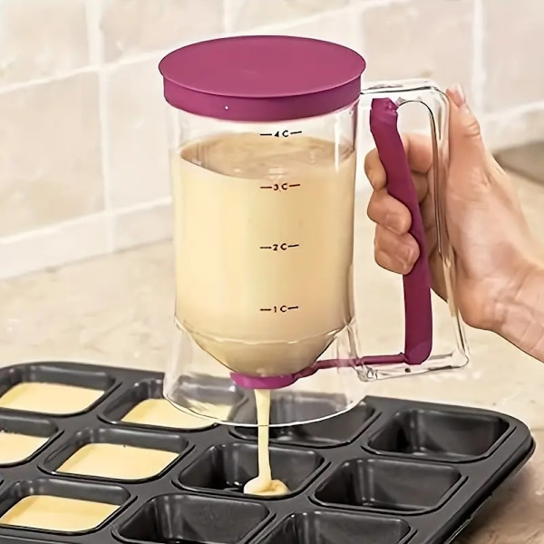 1 stk. dejdispenser - nem at hælde og pladsbesparende - perfekt til cupcakebagning, vaffelfremstilling, kager og pandekager, robust, nem at rengøre