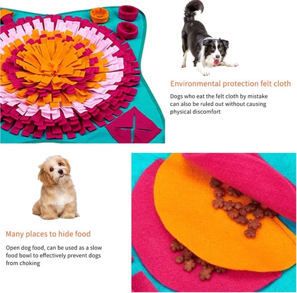 Snusemåtte til Hunde, Hundetræningsmåtter Hundepuslespil Legetøj Langsom Fodermåtte (70 * 70 cm) (Blå)