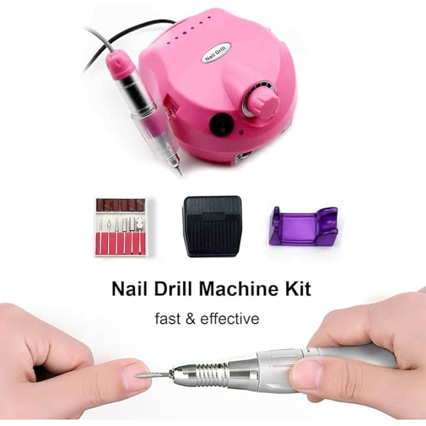 Nagelborr och nagelborrpennahållare 35000 RPM Elektrisk nagelfil Nagelborr Pink
