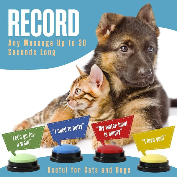 6st Hundknappar Husdjursträning Kommunikationsleksaker Inspelningsbara Talande Set