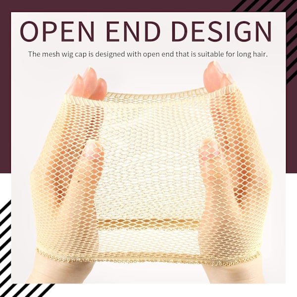 Parykknett, 4 stk. Parykkhetter Mesh Nett Åpen Ende, Lys Brun Parykkhette for kvinner, Nylon Mesh Parykknett, Sterk Parykkhette Lys Brun