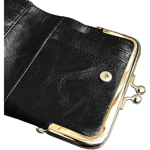 Damplånbok liten dam kompakt bifold läder vintage myntväska med dragkedja och kysslås