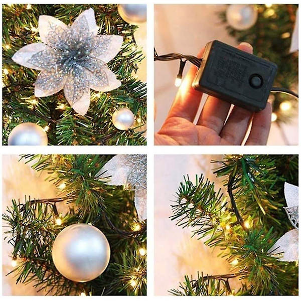 Ny 270 cm Juletræsguirlande, Kunstig Juletræsguirlande med LED-lys, Juledekoration Pink
