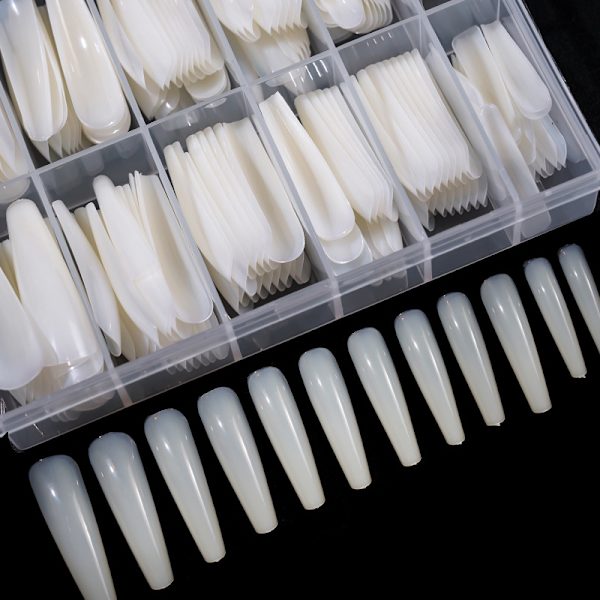 Klar nageltips, 240 stycken i en låda Fransk stil full och halv-stick förlängda naglar falska naglar nagelbitar färdiga produkter